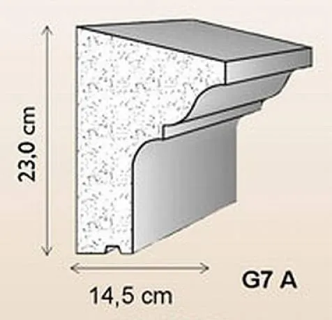 Aussenstuck Gesimsleiste G7A Styroporstuck Profil 230x145mm Fassadenstuck Leisten Fassadenprofile 300cm