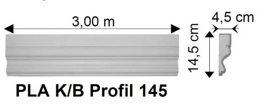 PLA Profil 145 Profil für Pilaster und eckige Säulen als Sockel und Kapitell als Stangenprofil 300cm
