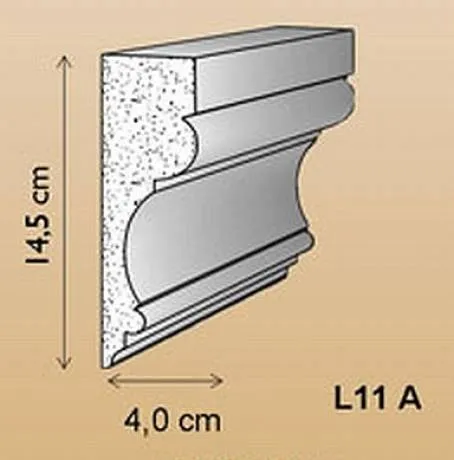 L11A Fassadenstuck Leistenprofile Styropor Stuckprofil für Fensterlaibung 105x35 bis 145x40mm 300cm
