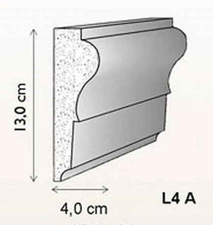 L4A Fassadenstuck Leiste Styroporstuck Profil Fassadenprofil 105x35 bis 130x40mm 300cm