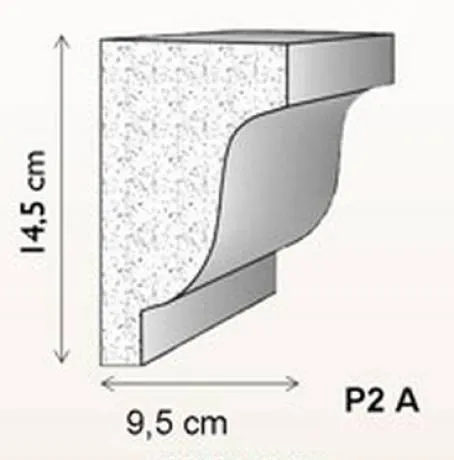 P2A Fassadenstuck Gesims Profile Styroporstuck Leisten mit Zement Beschichtung 145x95mm 300cm