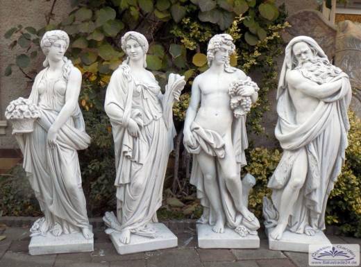 Skulpturen Vierjahreszeiten 4 Gartenfiguren je 130cm Skulpturen antiko weisse Steinfiguren 623kg IP424