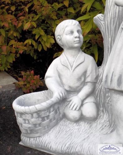 Vogelhaus Steinfigur mit Kinderfiguren Beton Steinguss Gartendekoration 140cm 122kg SA-N1764