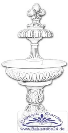 S893 Gartenbrunnen mit stilisierter Kreuzblume als Wasserspeier und tiefer Brunnenschale 181cm 320kg Garten Springbrunnen