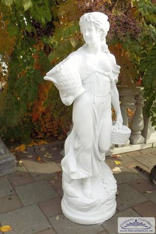 S253 Gartenfigur Blumenmädchen Dona Frau mit Blumenkorb Steinfigur als Beton Steinguss Skulptur 135cm 169kg