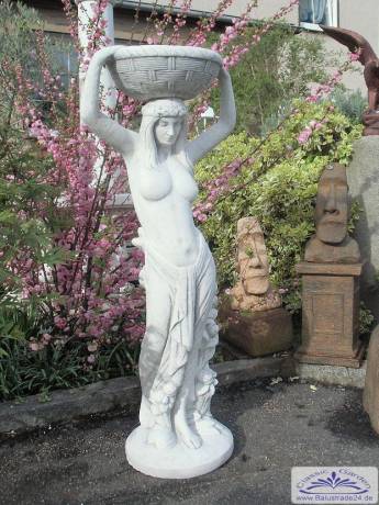 Mädchen Steinfigur mit blumenschale
