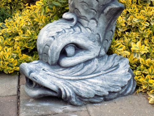 Triton Fisch Brunnenfigur Gartendekoration Welz Gartenteich Figur mit Sockel 146cm