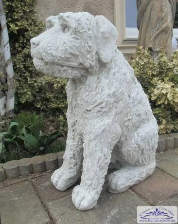 Hunde Steinfigur Irish Soft Coated Wheaten Terrier Gartendeko Steinfigur 60cm 40kg