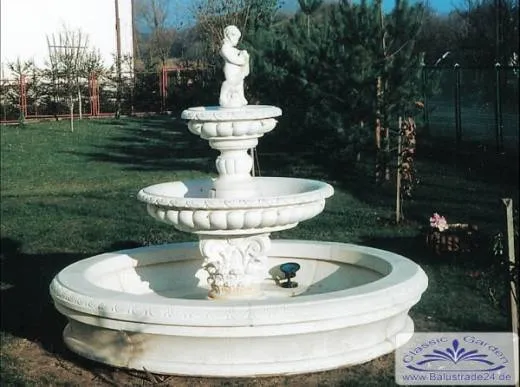 SP053 Kaskaden Gartenbrunnen mit mehrteiligem Brunnenbecken und Kaskadenbrunnen mit Figur 203cm