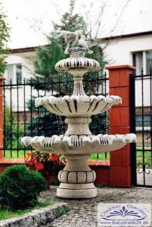 S783 Kaskaden Gartenbrunnen mit Turteltauben und 2 Wasserschalen 175cm 471kg Garten Springbrunnen