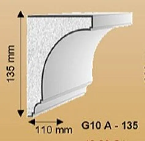 Aussenstuck Gesimsprofil G10A 135x110 bis 270x220mm Baudekor Styroporstuck Fassadenprofil Fassadenstuck 300cm