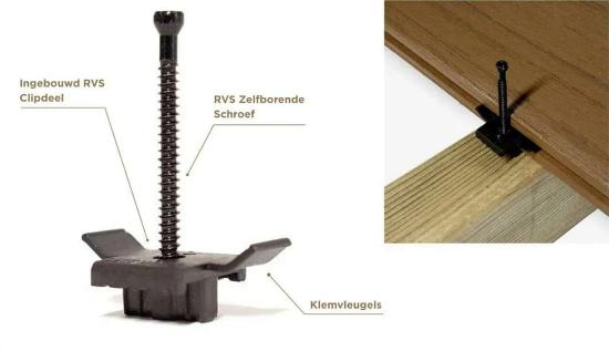 StrongLook X Clip Befestigungsclips für Terrassendielen 1 Box = 175 Stück