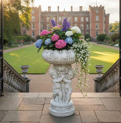 Putten Figur mit Pflanzschale