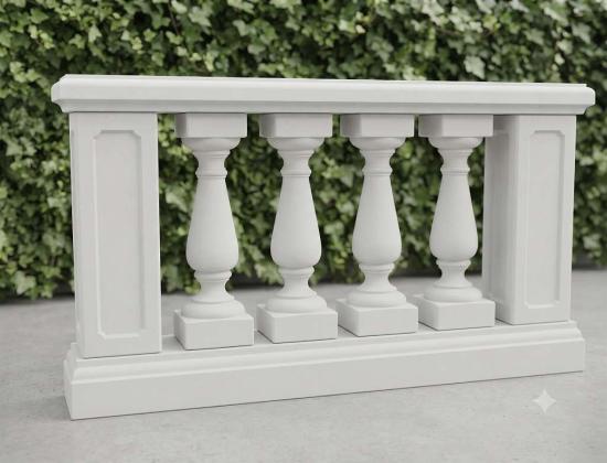 Balustrade Weißbeton 73cm hoch 125cm lang mit 5 Baluster Säulen keinen Pfeiler KP01098