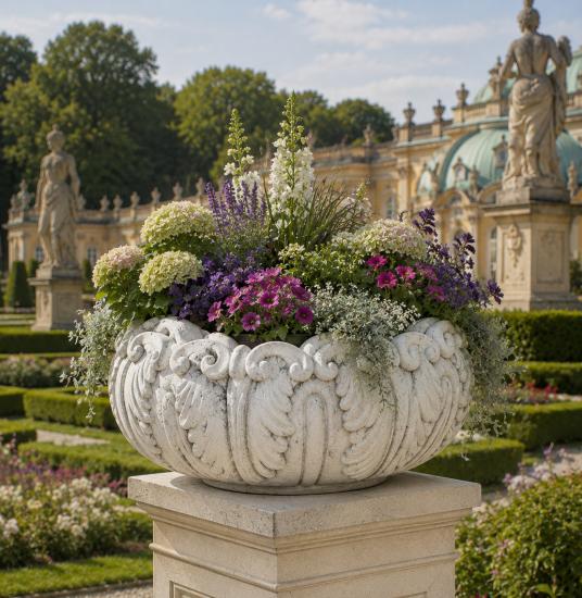 Pflanzschale Blumen Steinschale Beton Steinguss Blumenschale Höhe 23cm 51cm