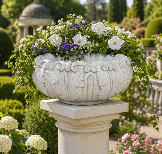 Pflanzschale Blumen Steinschale Beton Steinguss Blumenschale Höhe 23cm 51cm