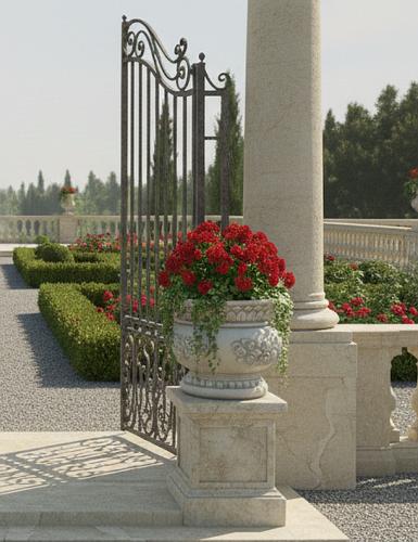 Ovaler Blumenkübel Beton Steinguss frostfest