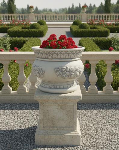 Ovaler Blumen Kübel Beton Steinguss