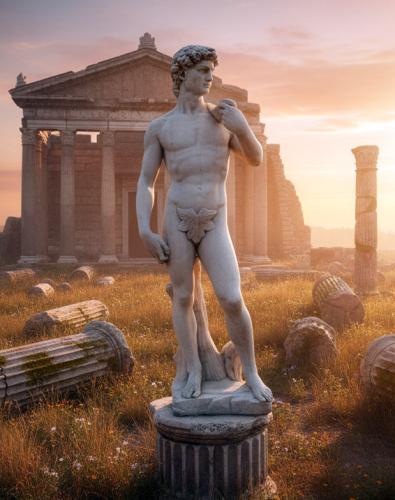 Antike David Figur zur Garten Dekoratrion