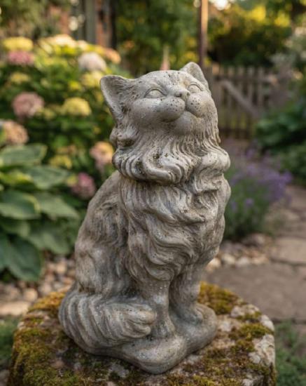 Katzen Gartenfigur Katzenfigur Steinfigur Gartendekoration Beton Stein Figuren