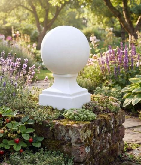 Betonkugel auf Sockel Pfeilerschmuck aus Beton Steinguss 50cm