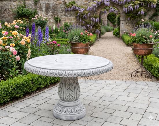 Gartentisch mit Tischplatte Beton Steintisch ⌀ 107cm
