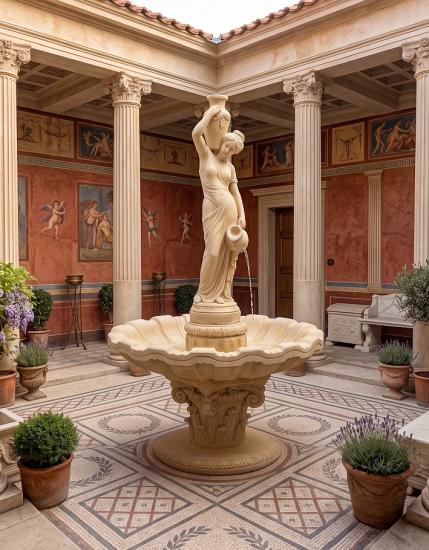 Gartenbrunnen Springbrunnen mit Figur Wasserträgerin Standbrunnen mit Brunnen Wasserschale 170cm
