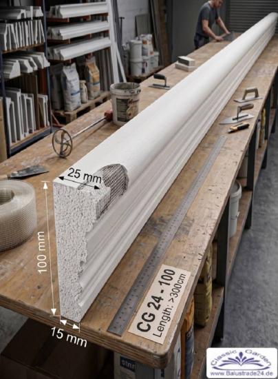 Fassadenstuck Profile Leisten Styroporstuck Fassadenprofil Fensterstuck Zierleisten 100x25mm L21A-100