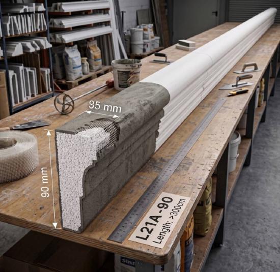 Fassadenstuck Profile Leisten Styroporstuck Fassadenprofil Fensterstuck Zierleisten 90x25mm L21A-90