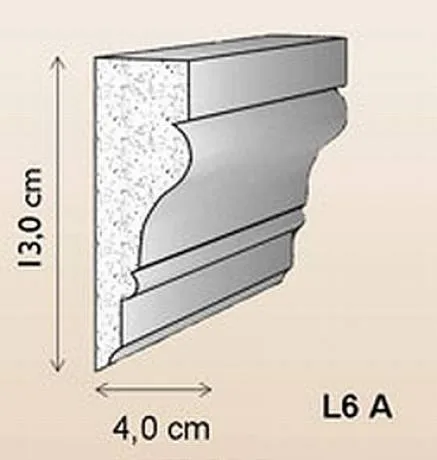 L6A Fassadenstuck Leiste Styroporstuck Profile Stuckprofile 105x35 bis 130x40mm 300cm