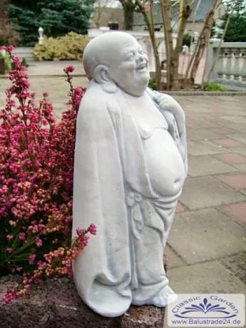S101065 Gartenfigur kleiner lachender Buddha Steinfigur 28cm