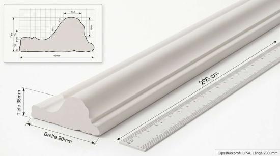 Gipsstuck Profil Gipsprofil für Wand- und Deckenspiegel 90x35mm LP-26