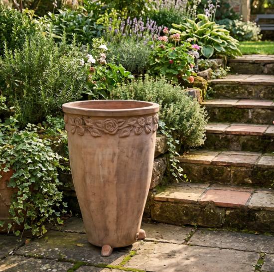 Pflanztopf konisch aus Steinguss frostfest & massiv Terracotta farbig