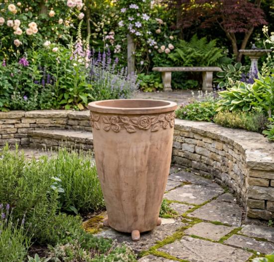 Pflanztopf konisch aus Steinguss frostfest & massiv Terracotta farbig