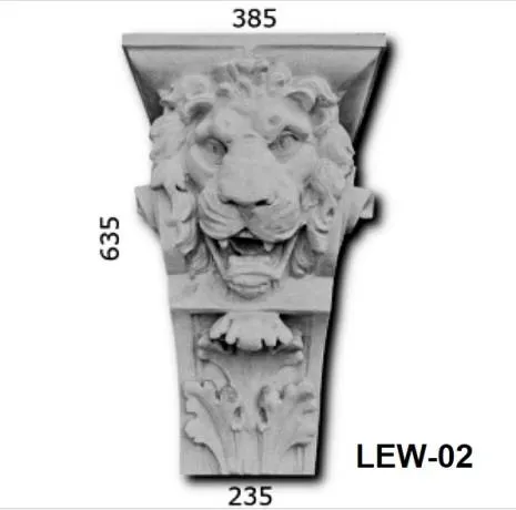 LEW-02 Löwenkopf Betonstuck Konsole Fassadenstuck aus massivem Weissbeton 63x38cm