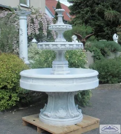 S207027 Gartenbrunnen Kaskadenbrunnen mit Brunnenbecken und Brunnensockel Standfuss aus Beton Steinguss157cm 471kg