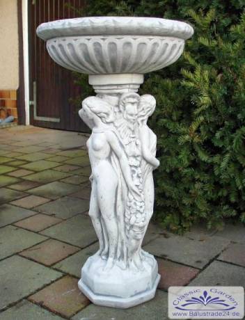 BAD-7127 Modern Art Vase Ziervase mit 3 Jungfrauen als Grazien Schale Blumen Pflanzschale Beton Steinguss 85cm 58kg