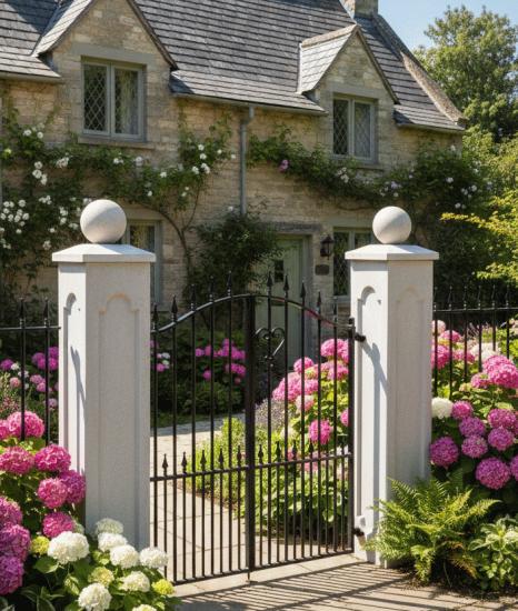 Zaun- und Torpfeiler Vierkant Betonpfosten mit Kugel 125cm