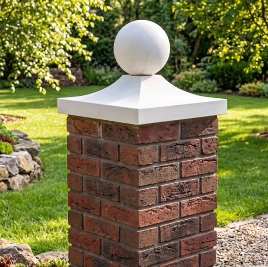 Pfeiler Abdeckung mit Kugel Torpfeiler Betonplatte | Pfeilerplatte 34x34 | 39x39cm