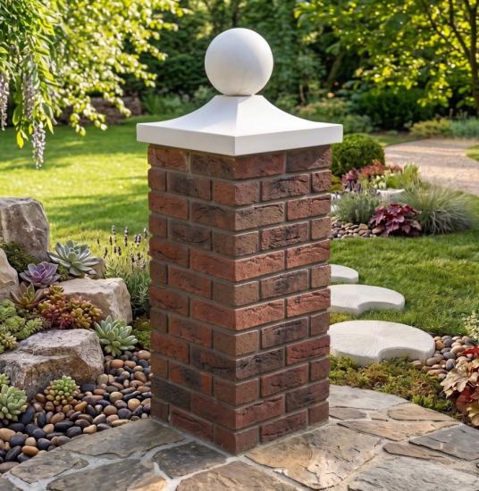 Pfeiler Abdeckung mit Kugel Torpfeiler Betonplatte | Pfeilerplatte 34x34 | 39x39cm