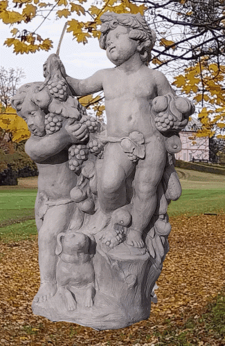 Landschaftspark Skulptur mit 2 Putten Figuren