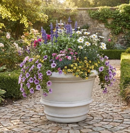 Großer Pflanzkübel schlicht ohne Verzierung Blumenkübel massiver Beton Steinguss 61cm