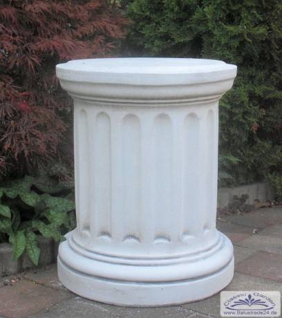 Säulen Sockel als rundes Postament für Gartenfiguren und Vasen aus Weißbeton Steinguss 59cm 112kg S336