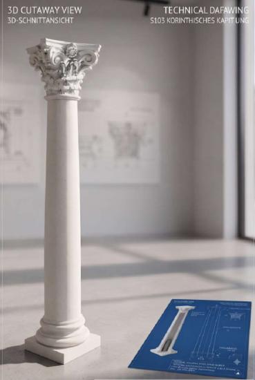 Betonsäule 315cm Betonelement | Kapitell korinthisch