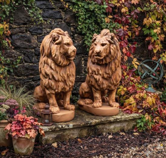Löwen Garten Figuren XXL Torlöwen Beton Steinguss Aslan Steinfiguren