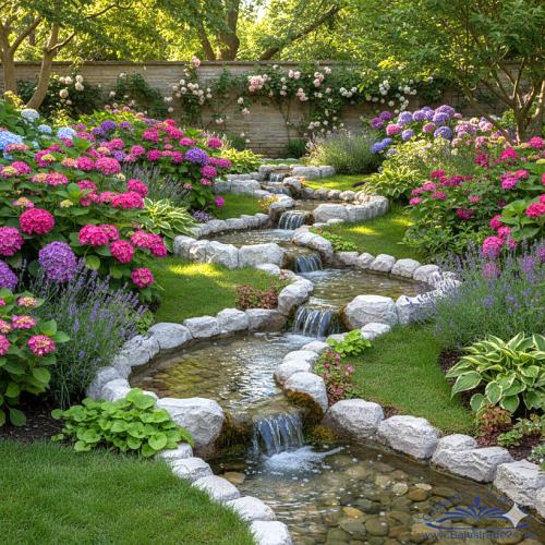 Garten Wasser Bachlauf Schalen