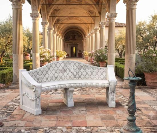 Bank mit Lehne exclusive Schloss Gartenbank gebogen Gartendekoration 195cm