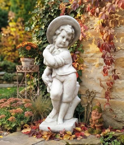 Gartenfigur Vierjahreszeiten Winter Skulptur Steinfigur Beton Setinguss Figur 67cm 31kg