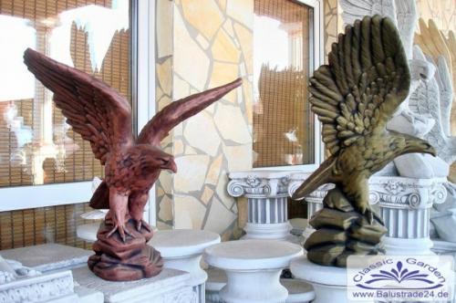 Massive Adler Steinfigur in Kupferoptik Seeadler Steinadler für Garten und Terrasse