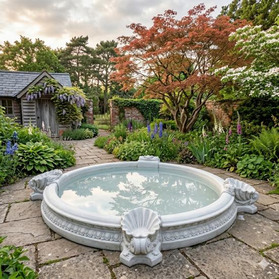 Muscheldekor Elementen Gartenbrunnen Wasserbecken Betonelemente
